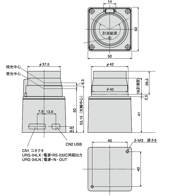 URG-04LX | 製品一覧 | 生産終了品一覧 | 測域センサ | データ出力