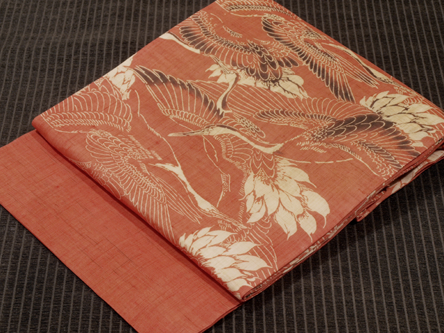 帯のアトリエ花邑-hanamura- 銀座店 「群鶴（ぐんかく）文様 型染め 麻