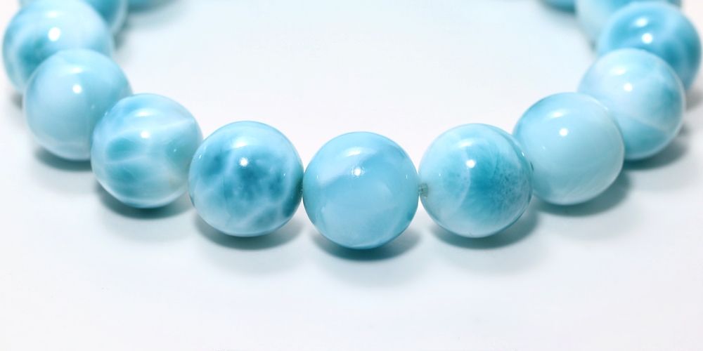 高品質+]ラリマーブレスレット（約12.5mm玉）☆現品動画あり - 埼玉県