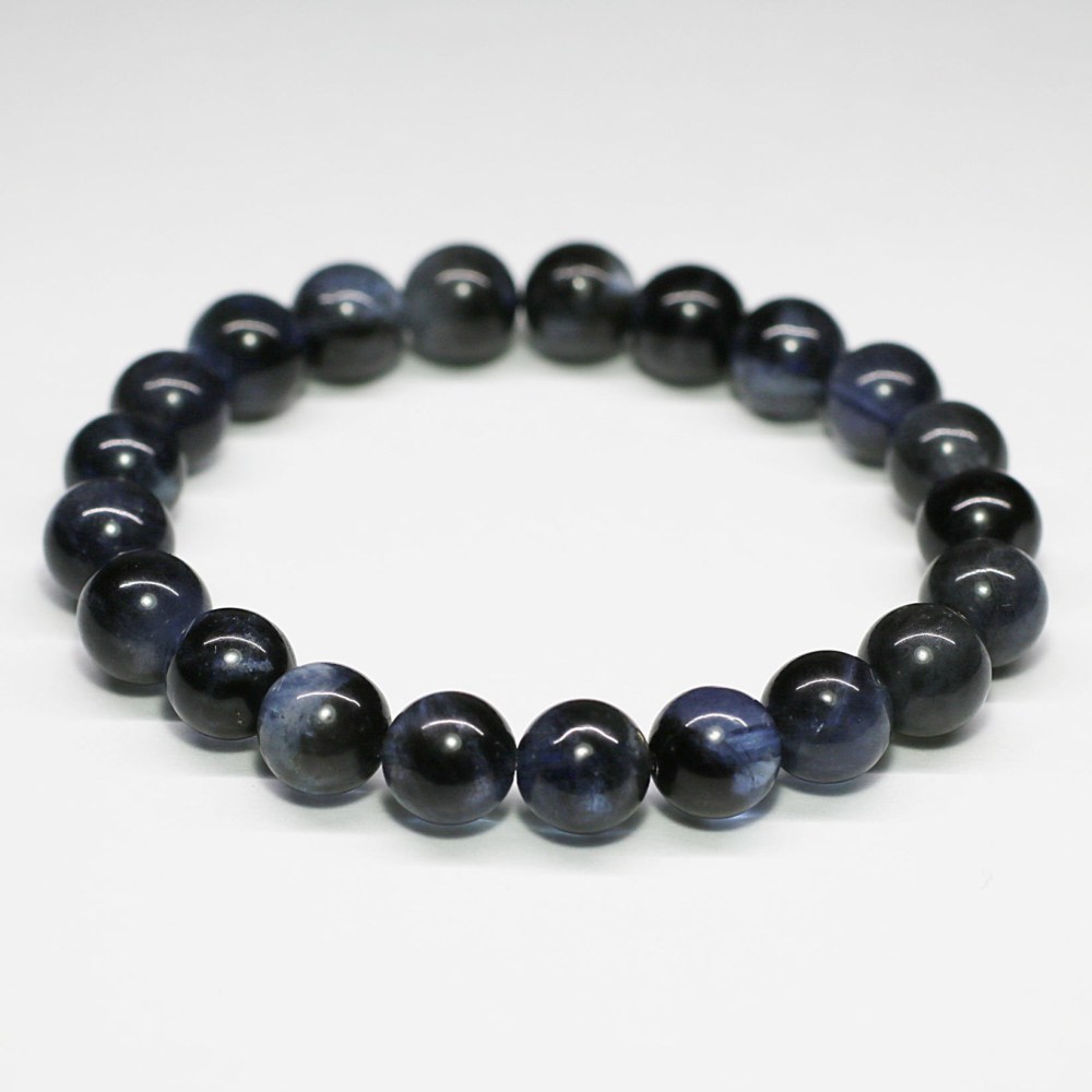 3A]ブラックアクアマリンブレスレット（約9mm玉・スター入り） - 埼玉