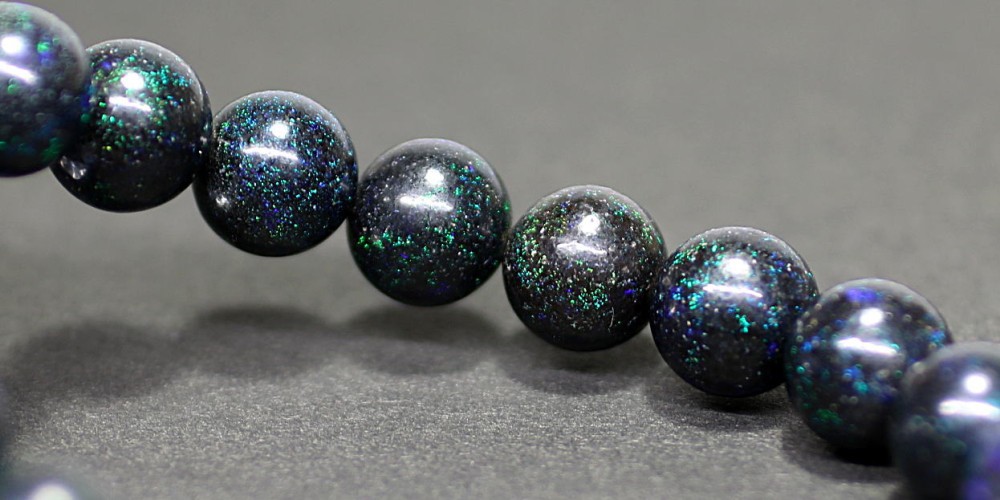 高品質++]ブラックマトリックスオパールブレスレット（約10mm玉