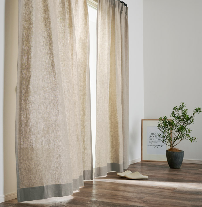 近江の麻」を使用した国産の上質なリネン100％カーテン ナギ（D-1193