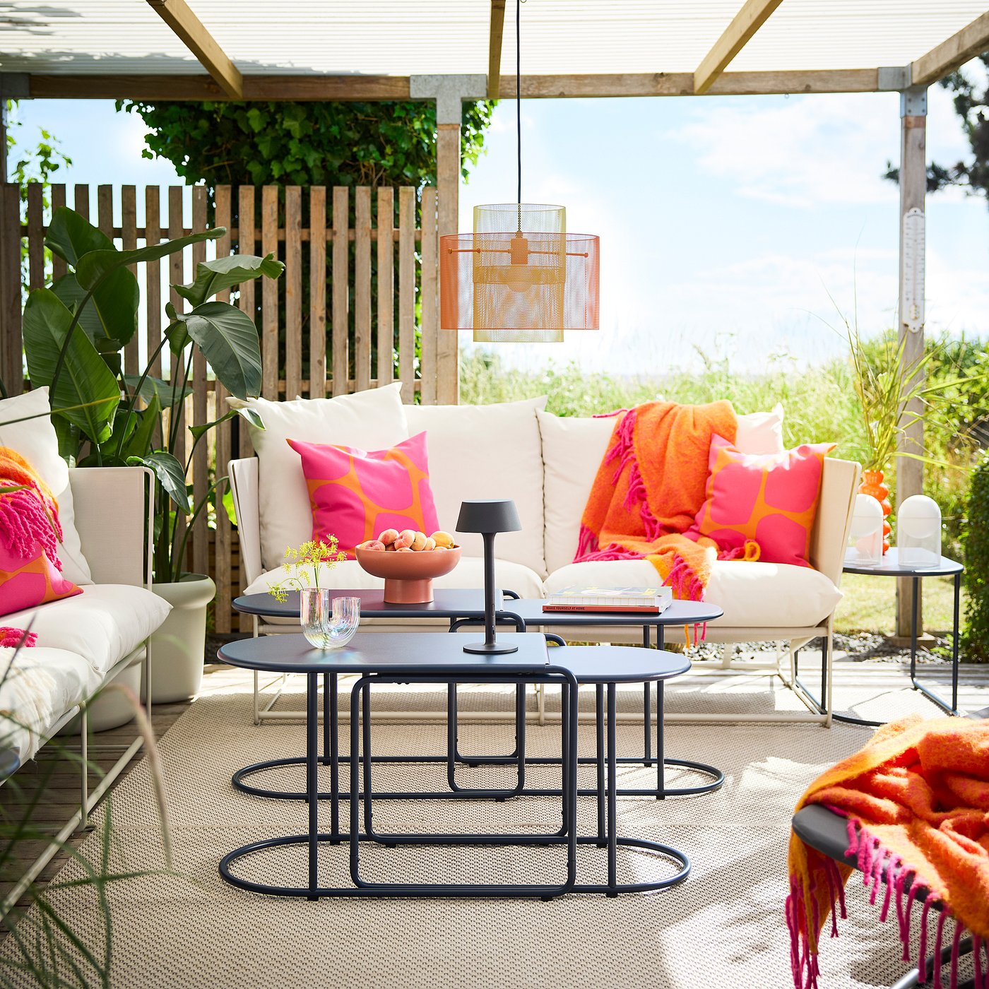 GRYTSHOLM グリツホルム ネストテーブル2点セット, 屋外用/ブラック