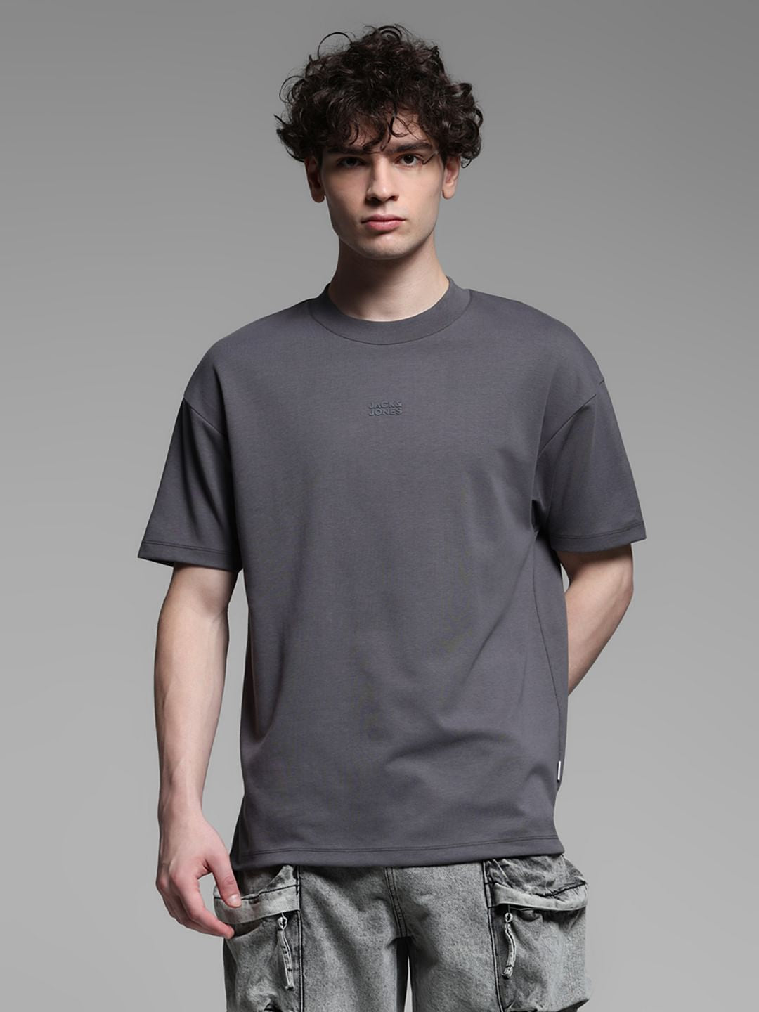 Buy Knitted Crew Neck T-shirt - Grey for Mens Online at Jack&Jones