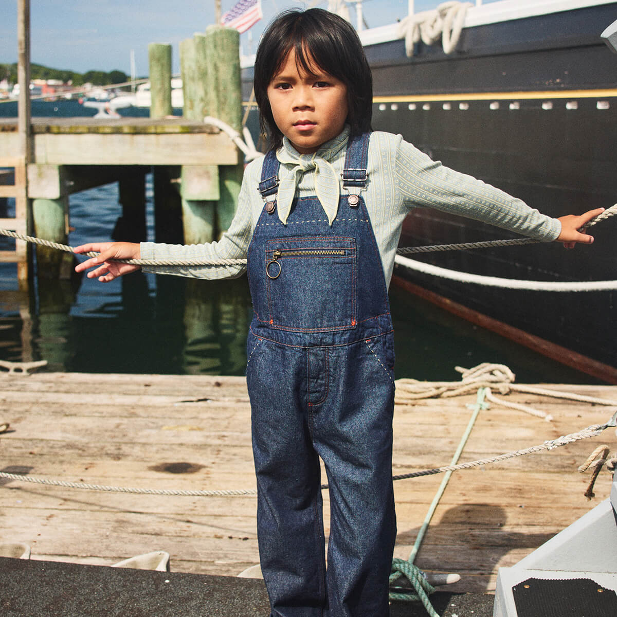 Zip Overall in Indigo Denim by Misha & Puff – Junior Edition