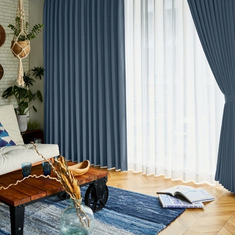 ワオン カーテン JD-19246 ネイビー ｜ジャストカーテン