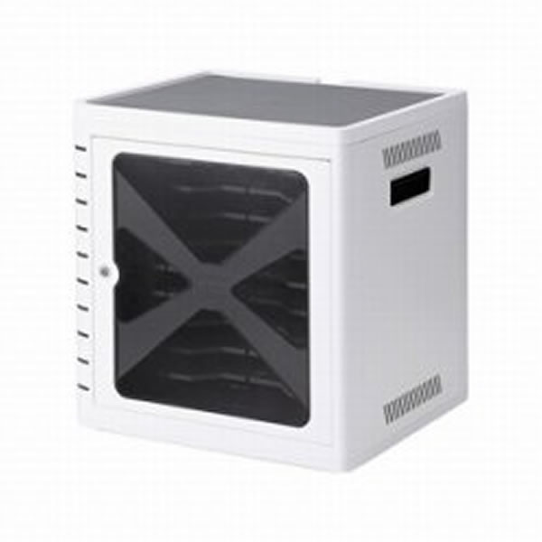 SANWA 鍵付きタブレット収納ボックス（10台収納、同時充電）