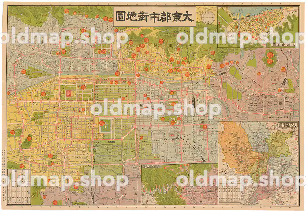 大京都市街地図 昭和15年(1940) –京都府– 古地図素材データの