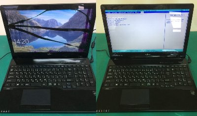 富士通のパソコン液晶修理。割れた液晶交換が7,800円～