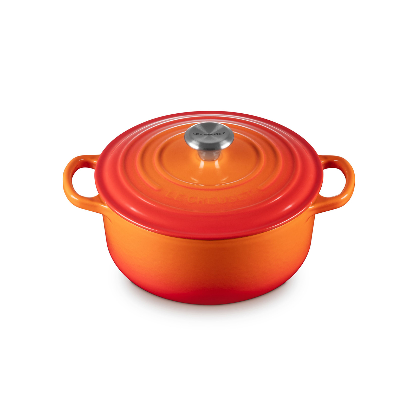 シグニチャー ココット・ロンド 20cm オレンジ (ブラックマット