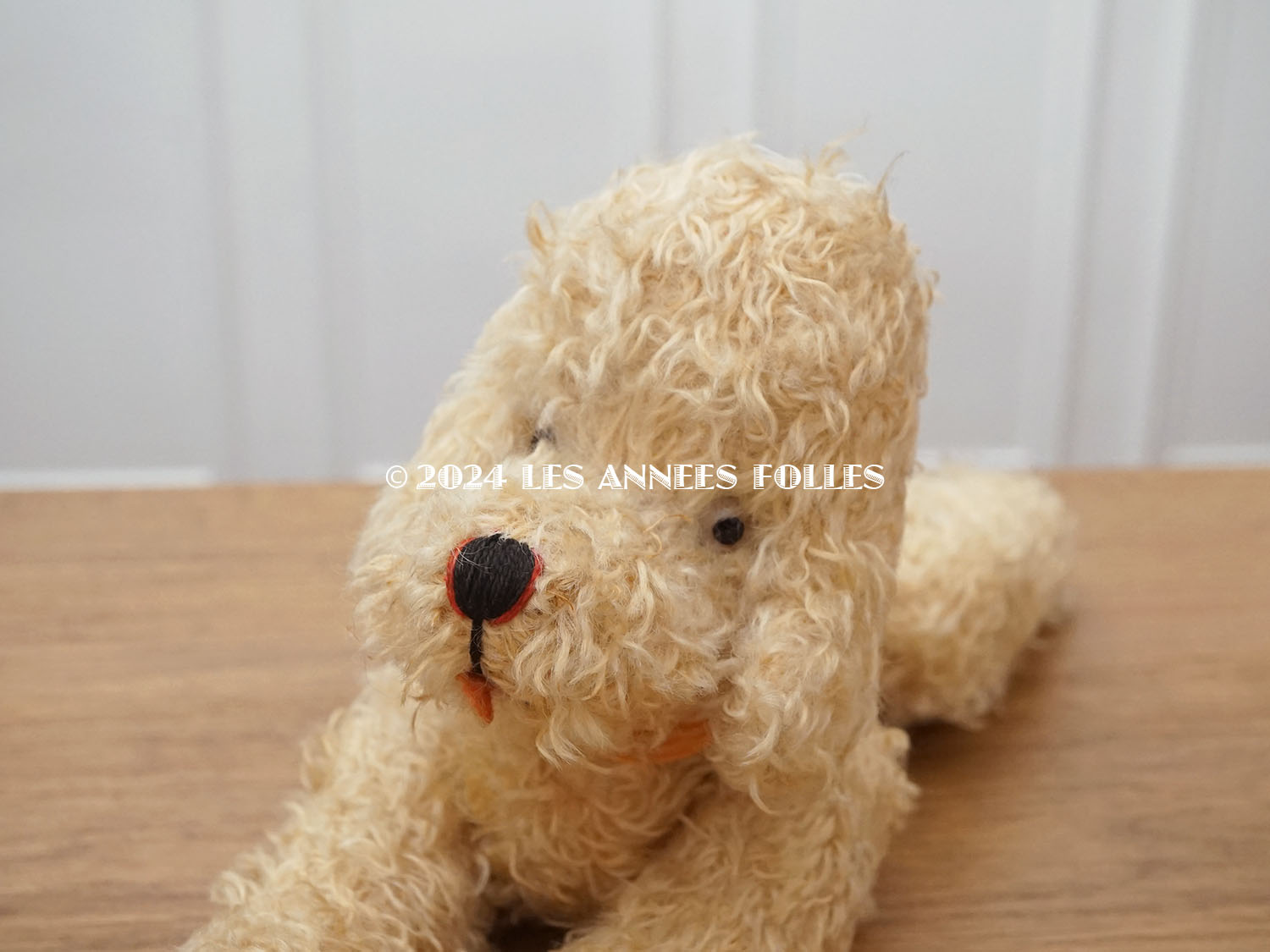 アンティーク 犬のぬいぐるみ 淡いピンクオレンジ : LES ANNEES FOLLES