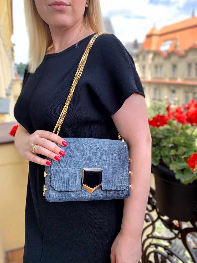 Jimmy Choo - Lockett Petite Denim Leather Shoulder Bag Blue | www