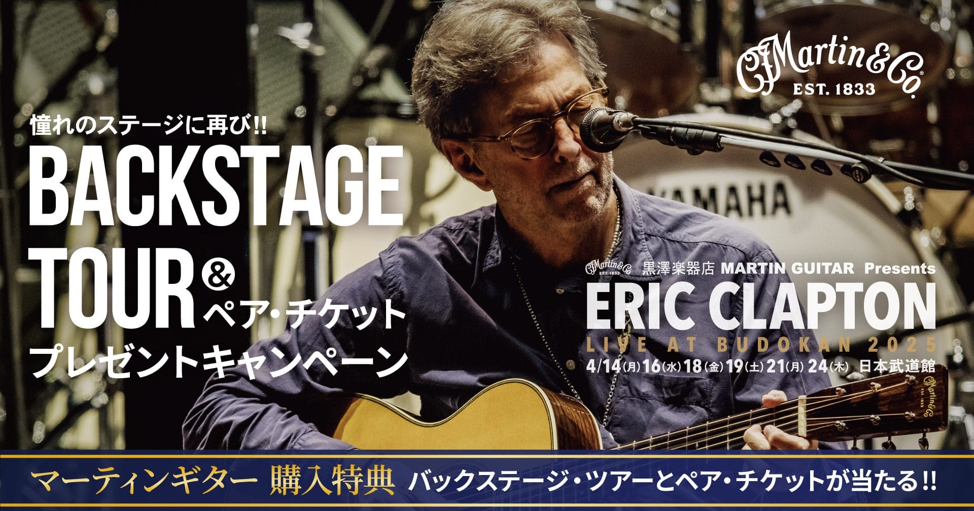 ERIC CLAPTON LIVE AT BUDOKAN 2025 ペアチケット&バックステージ