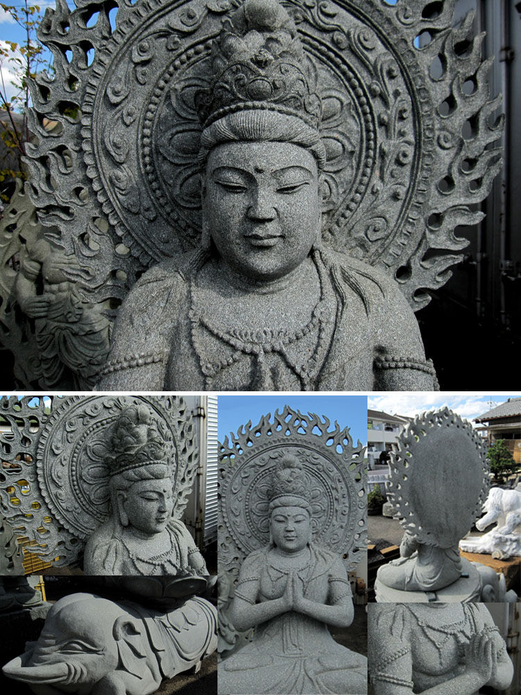 普賢菩薩 天然青御影石を彫り上げた仏像、石仏・石像の販売です。