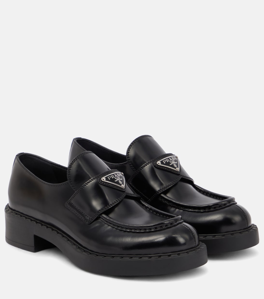 Platform leather loafers in black - Prada | Mytheresa