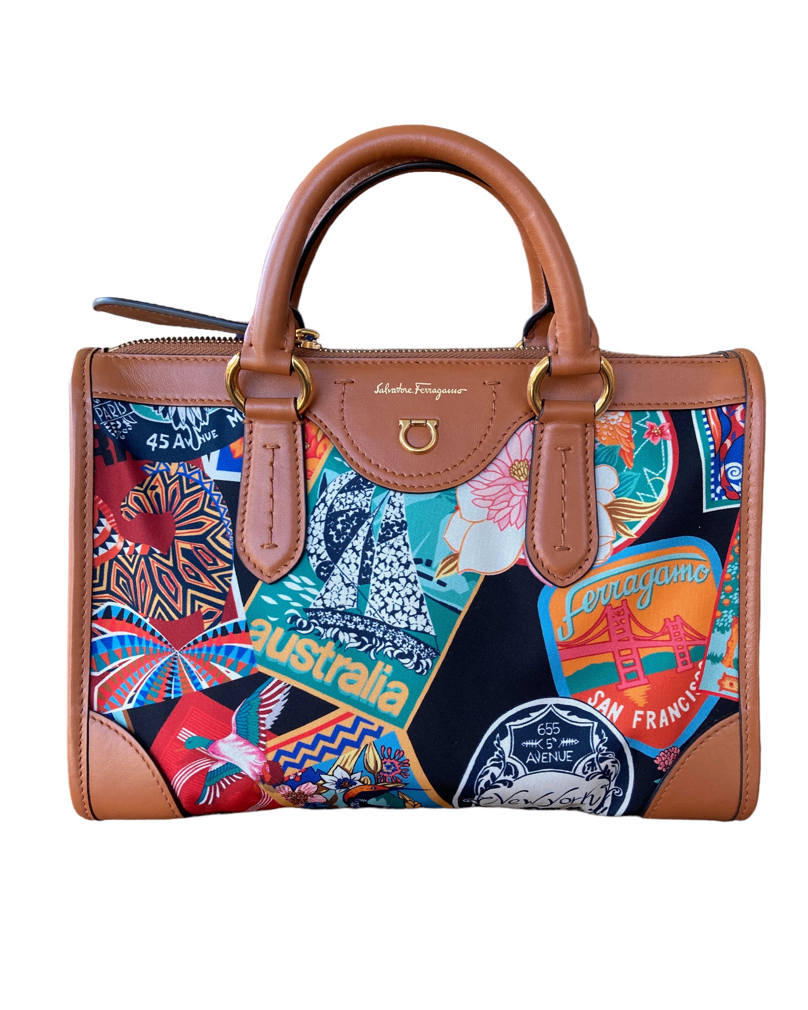 Salvatore Ferragamo Gancini Nylon and Leather 