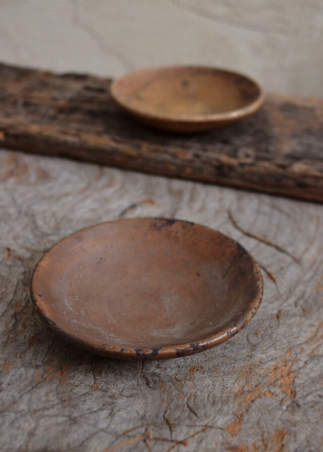 灯火器 油皿 黄瀬戸皿 小皿 灯明皿 たんころひょうそく 古道具 急須台