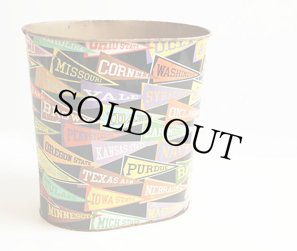 60s カレッジ ペナント トラッシュカン☆ゴミ箱☆ダストボックス