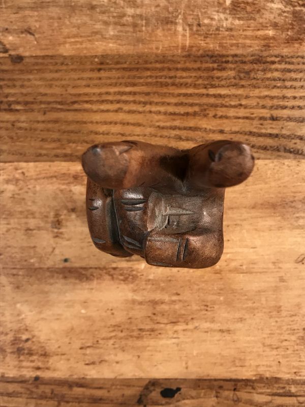 Wooden Peace Sign Figurine ピースサイン ビンテージ 置物 木彫り 70
