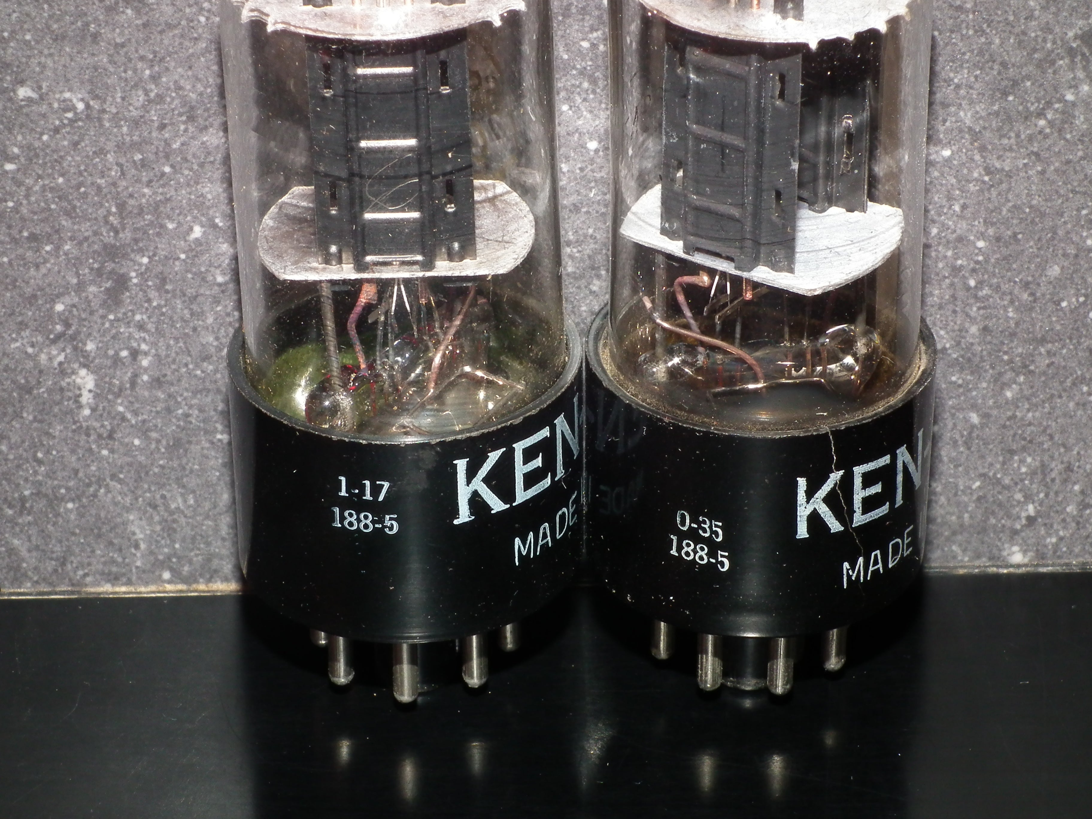 6SN7GT Ken Rad Square Getter 188 Codes Matched Pair (2 tubes