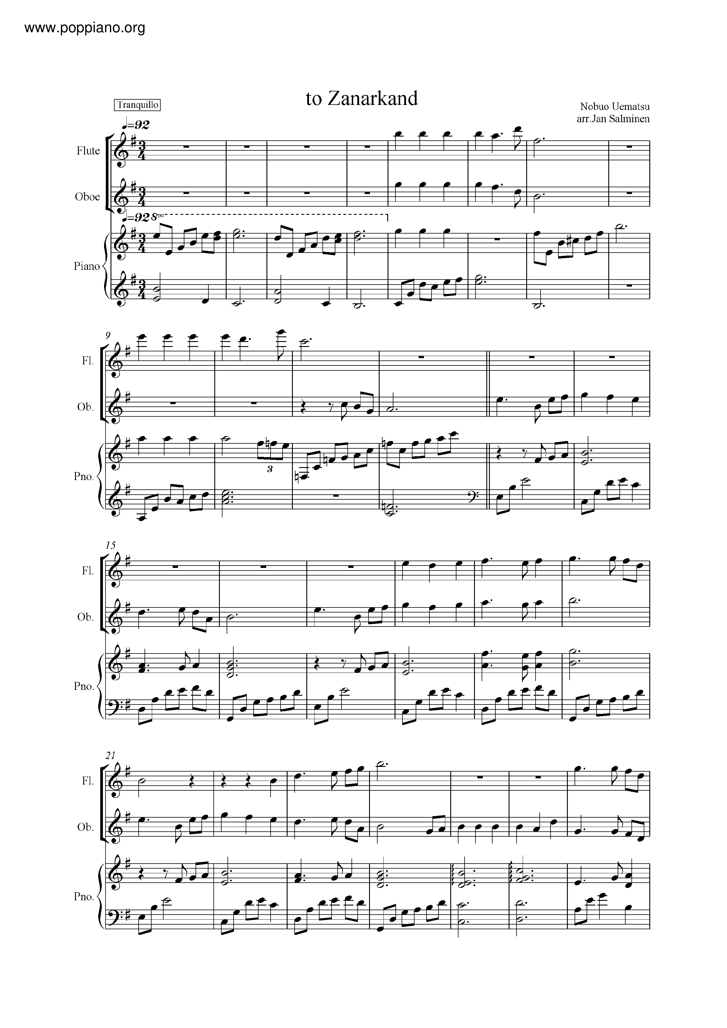 ☆ファイナルファンタジー X - ザナルカンドにて 楽谱 ピアノ譜pdf