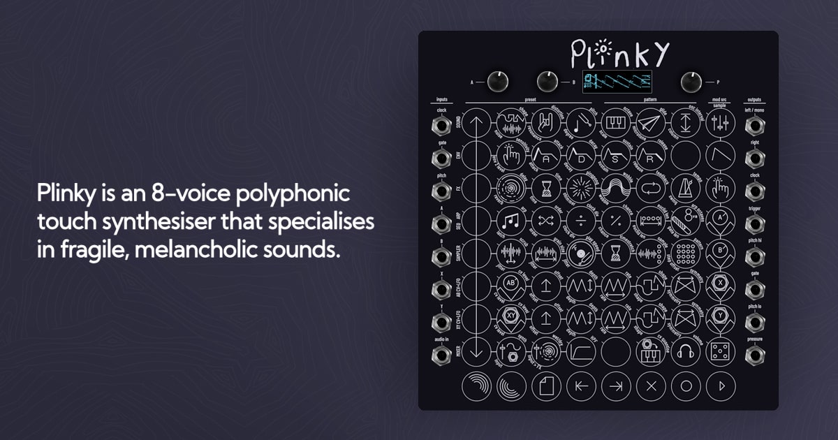 Plinky - an 8-voice polyphonic touch synthesiser