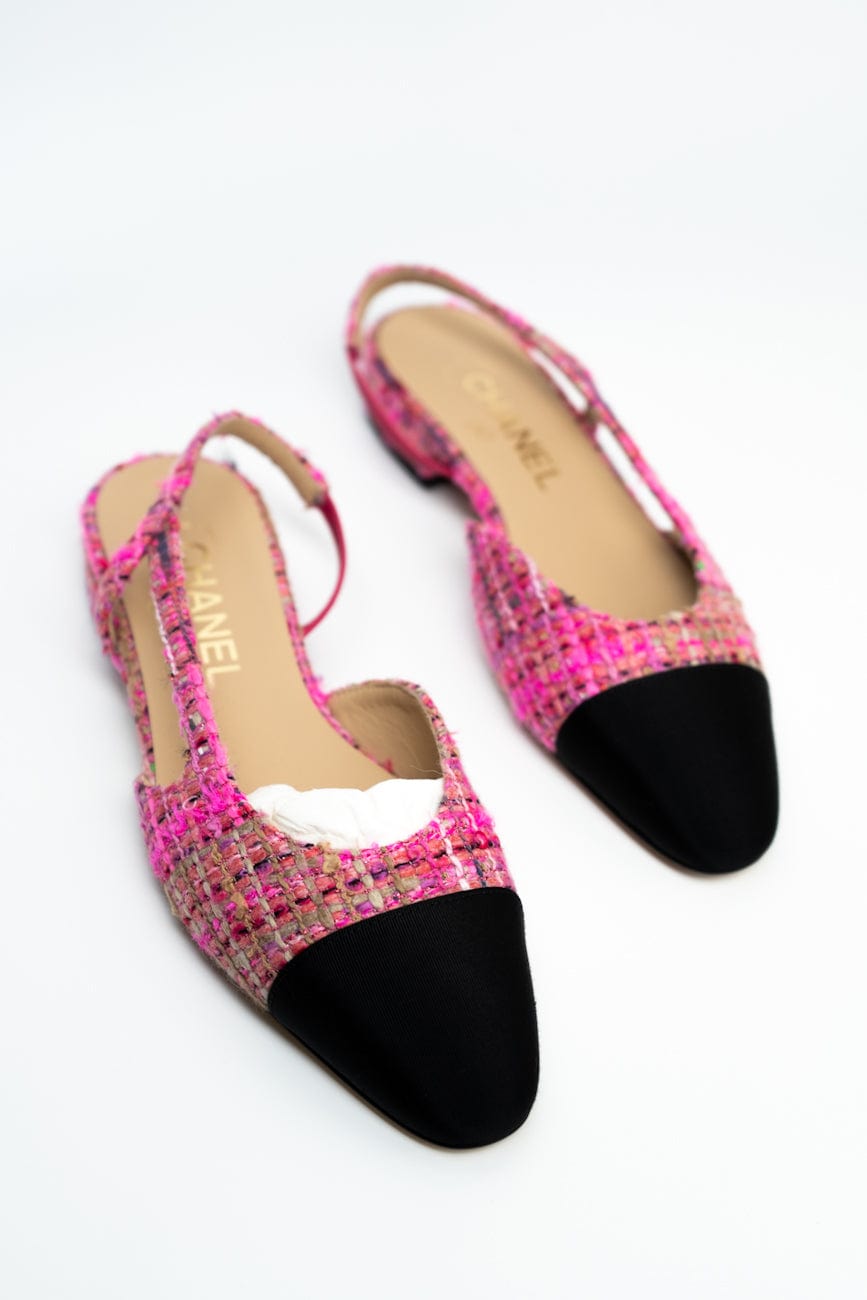 Chanel Tweed Slingbacks Size 36/5.5 Pink / Black – REDELUXE