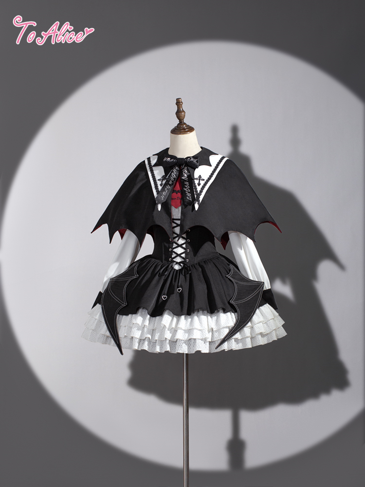 BlackShamrock】F136バットガールリボン付きケープ - To Alice