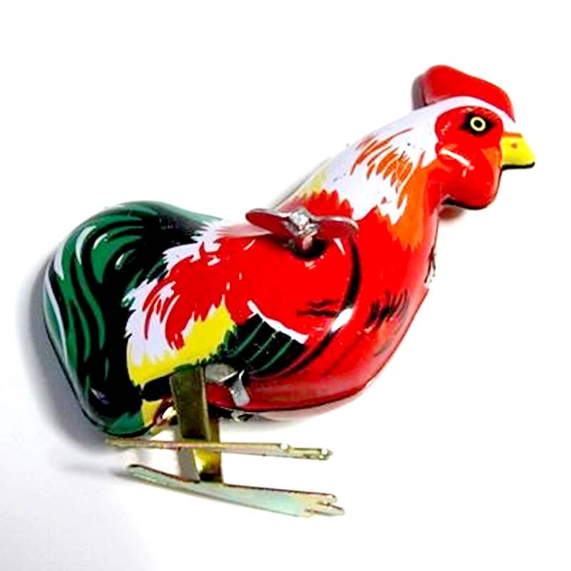 ぜんまい仕掛けブリキ動物「ニワトリ」 - 横浜中華街天宝堂本店