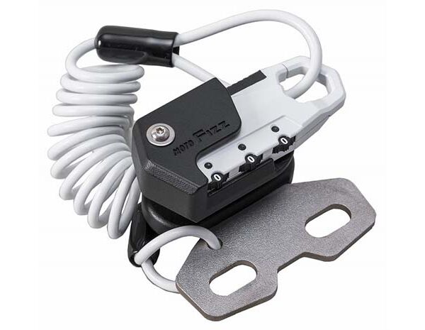 ヘルメット用ワイヤーロック ハンドルクランプ取付 コイル（ホワイト
