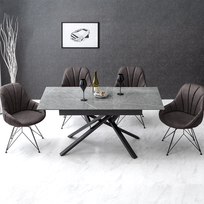 幅120-150］【玄関渡し】セラミック 伸長式 ダイニングセット 5点 4人