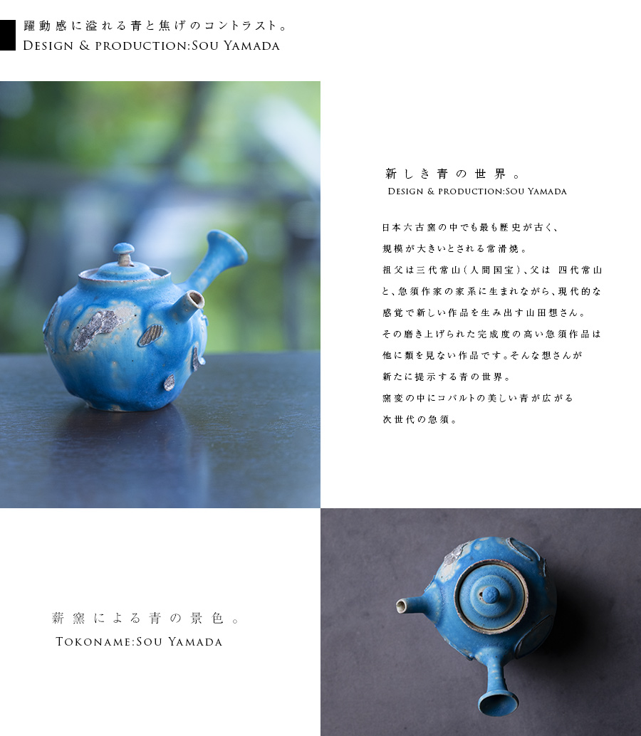 共箱付】青急須 (SOY-433) 作家「山田想」