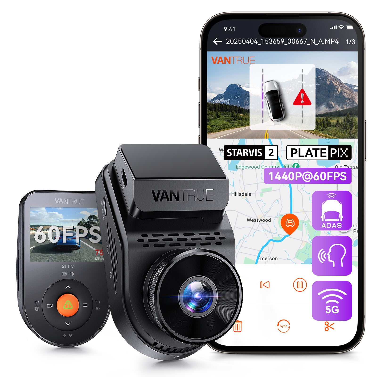 Vantrue N4 3 Channel Dash Cam | 4K+1080P+1080P Car Camera with IR