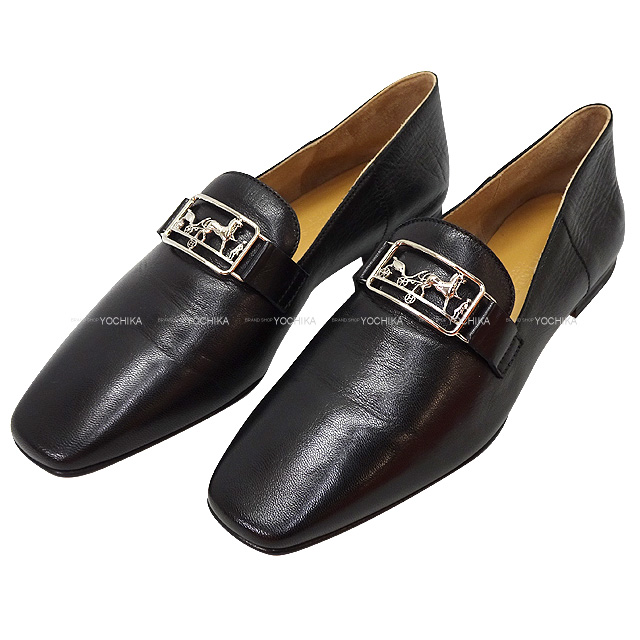 HERMES エルメス ローファー タイム 黒 (ブラック) ゴートスキン #36