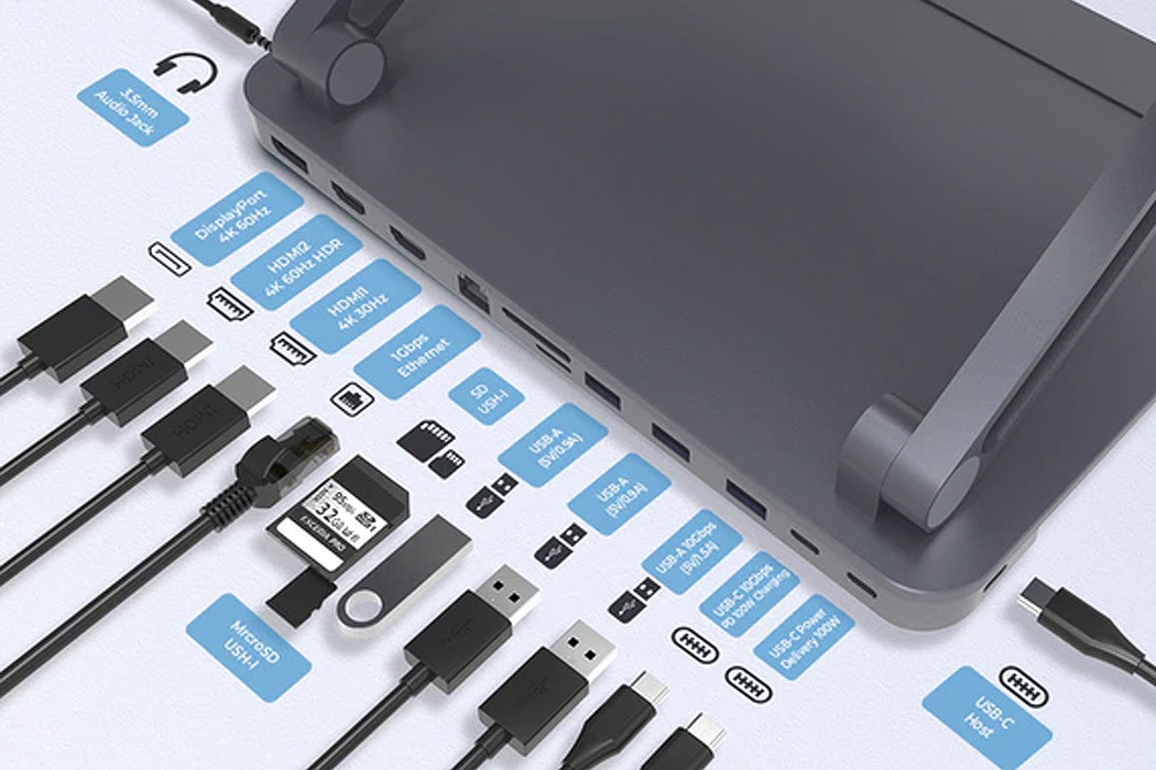 World's first 13-in-1 USB-C hub meets an ergonomic laptop stand to