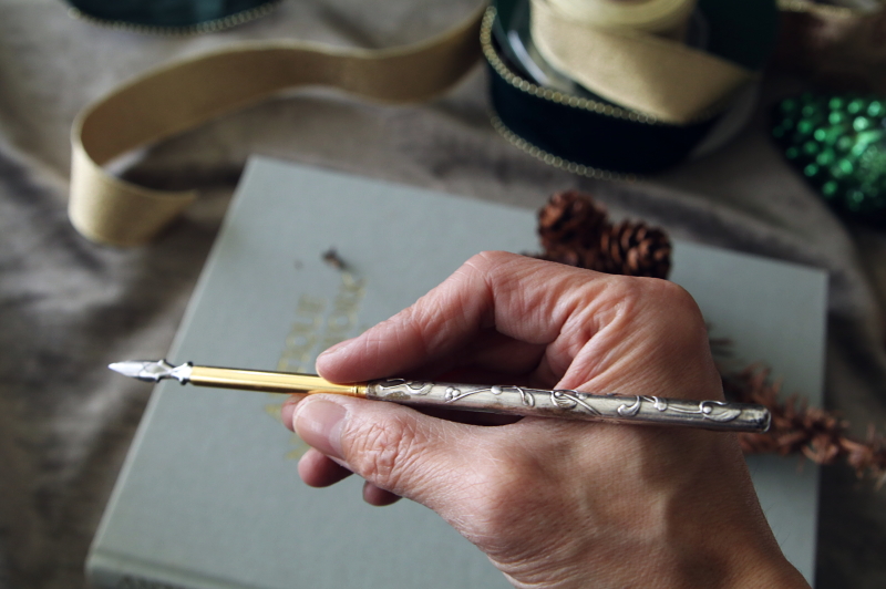 ヤドリギのシルバープレートペン フランス アンティークストリュフ