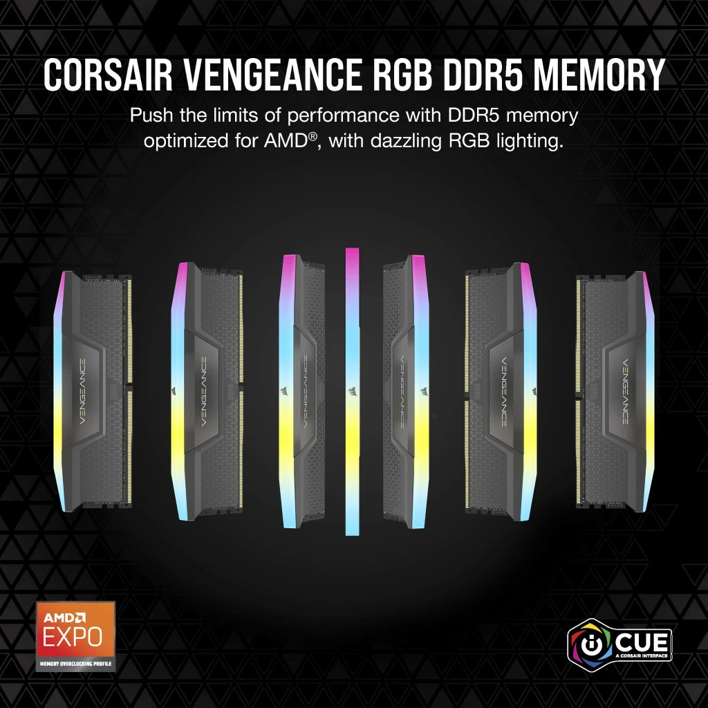 VENGEANCE® RGB 64GB (2x32GB) DDR5 DRAM 5200MT/s CL40 AMD EXPO