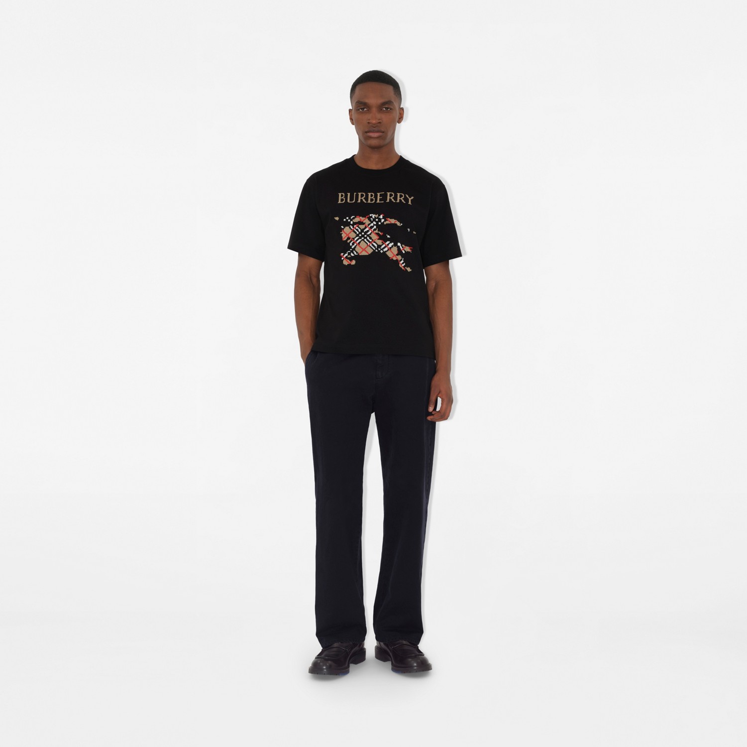 Cross Stitch EKD​ Cotton T-shirt in Black - Men | Burberry® Official