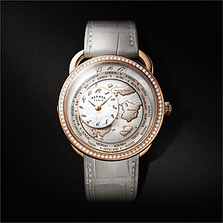 Arceau Le Temps voyageur watch, Large model, 38 mm - Brown