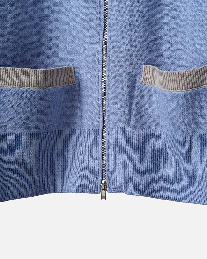 Full Zip Knit Jersey (Milkey Blue) - ZUTOMAYO MART