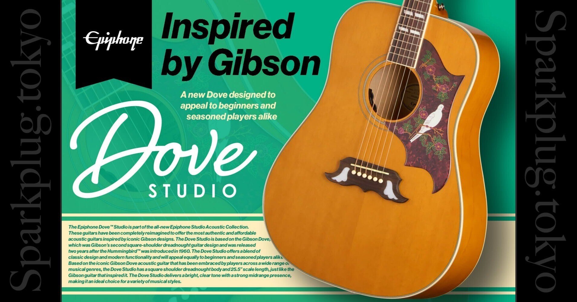 渋いナチュラル登場！ギブソン直系エピフォンによる「Dove Studio