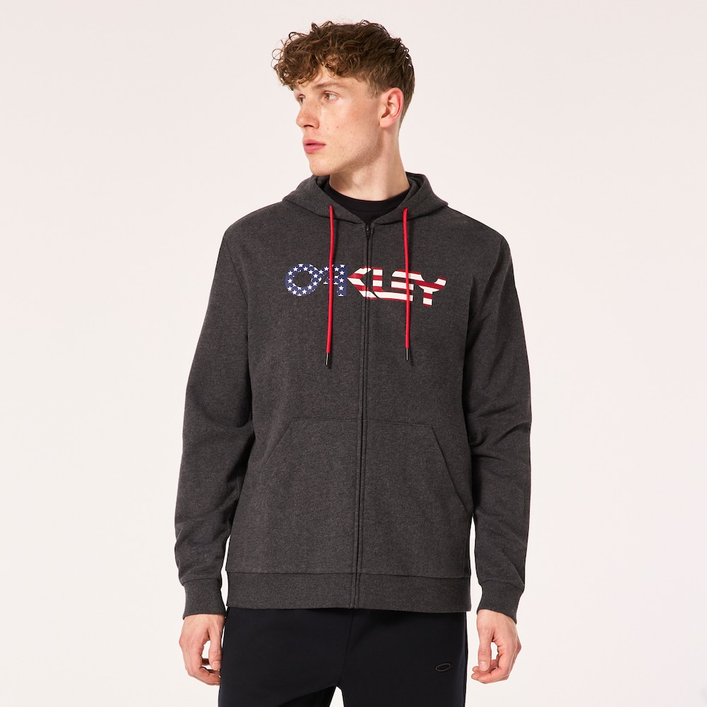 Oakley Teddy Full Zip Hoodie - Dark Gray Heather/American Flag