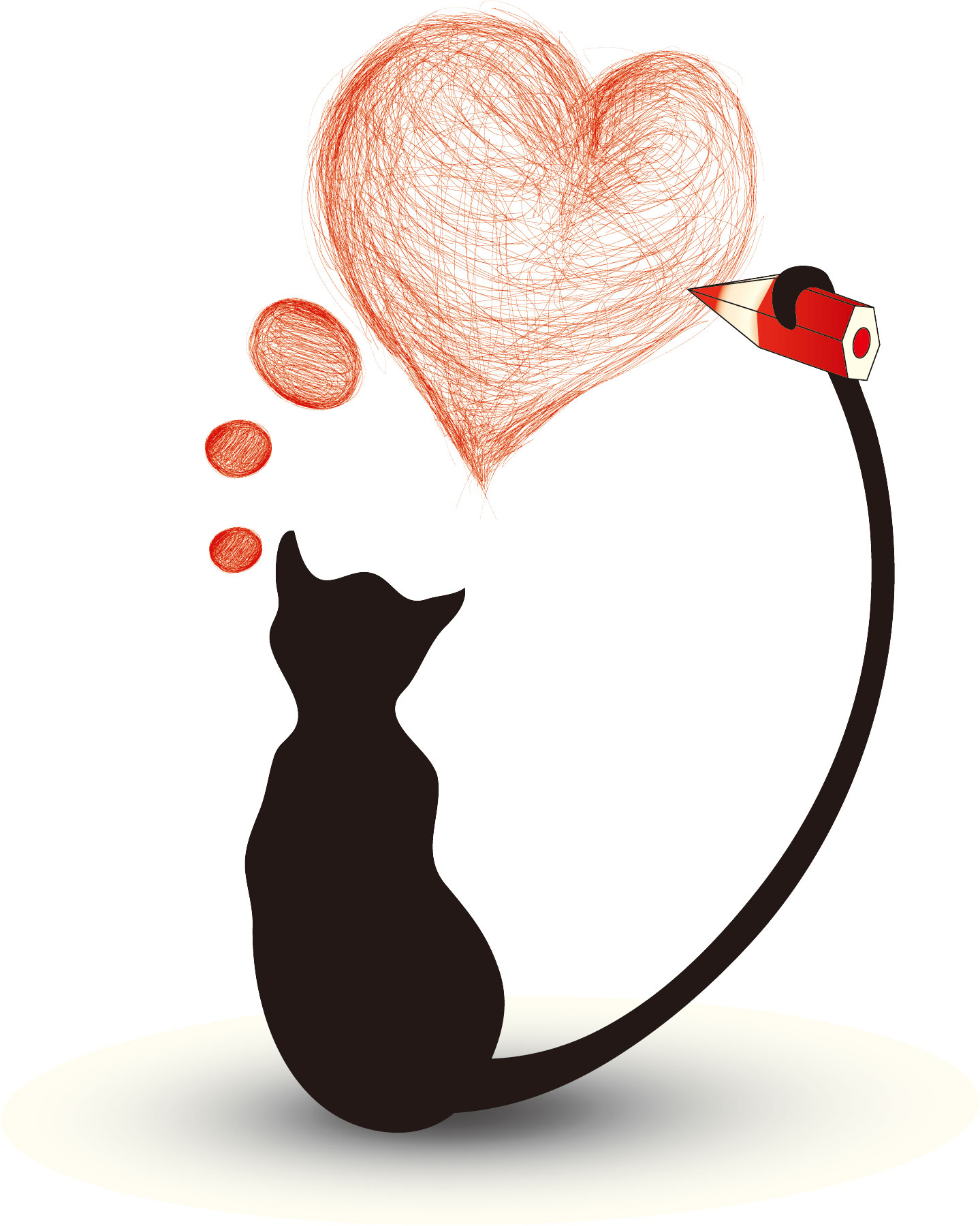 ハートのイラスト・画像／無料素材No.252『黒猫とハート』