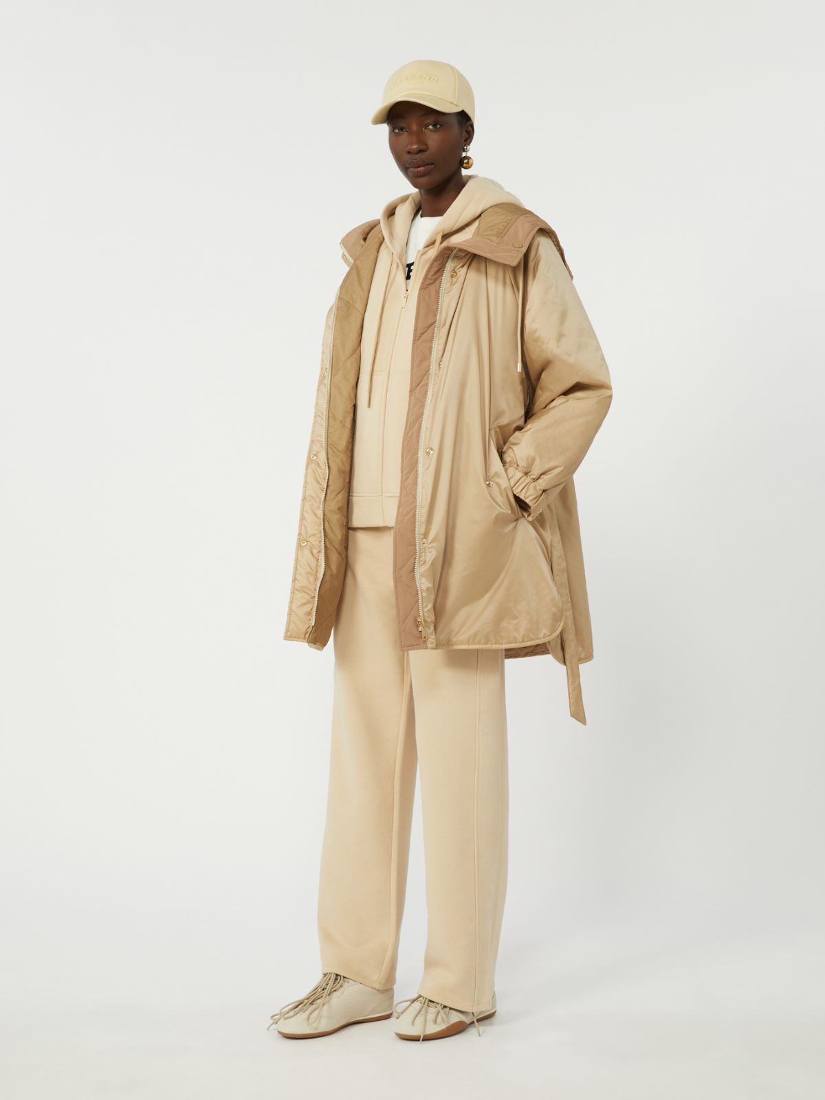 Reversible padded parka in water-repellent canvas, beige | Weekend