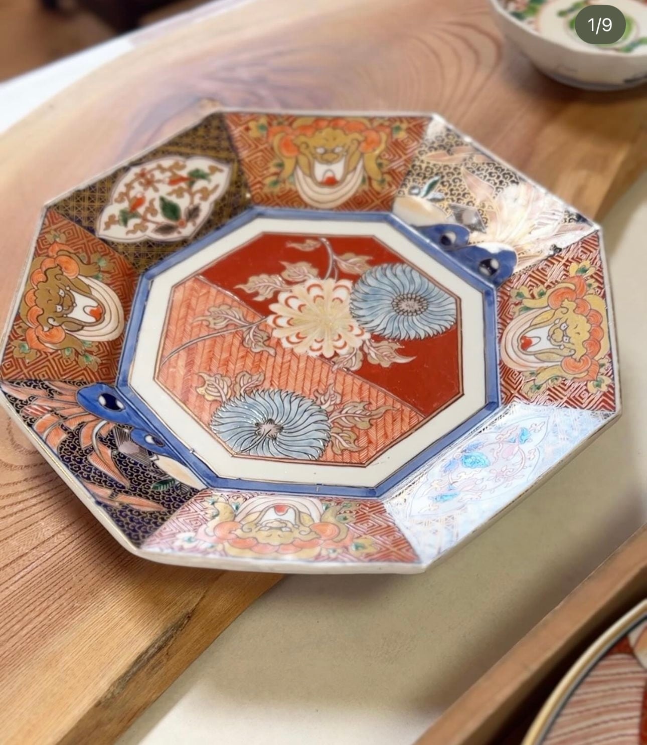 伊万里焼 金彩色絵獅子花鳥文八角皿 和食器 飾り皿 | Leaf