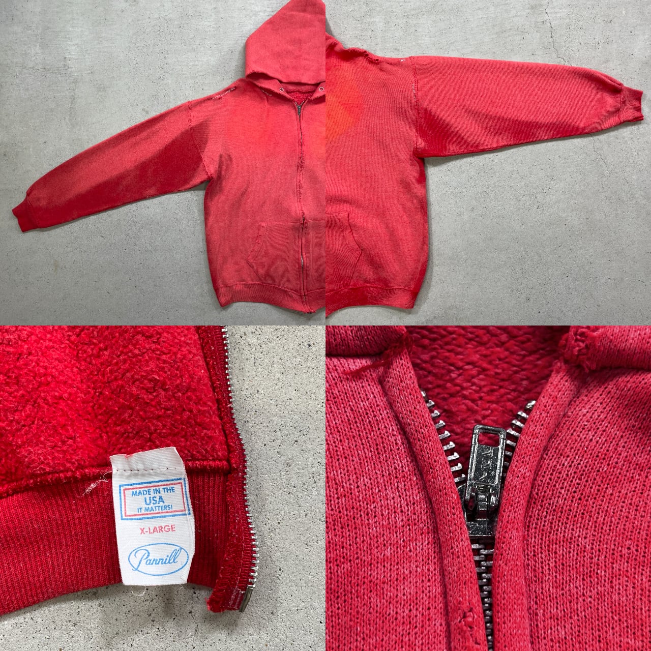 80年代 鬼フェード ボロ Pannill フルジップパーカー ブランク