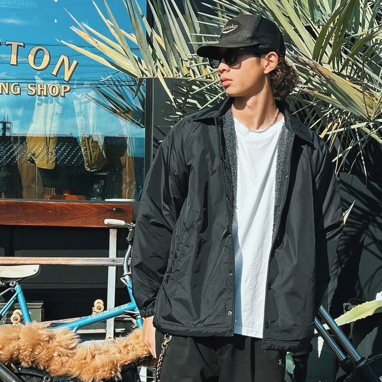 コーチジャケット ボア ナイロンジャケット メンズ BLUCO【ブルコ