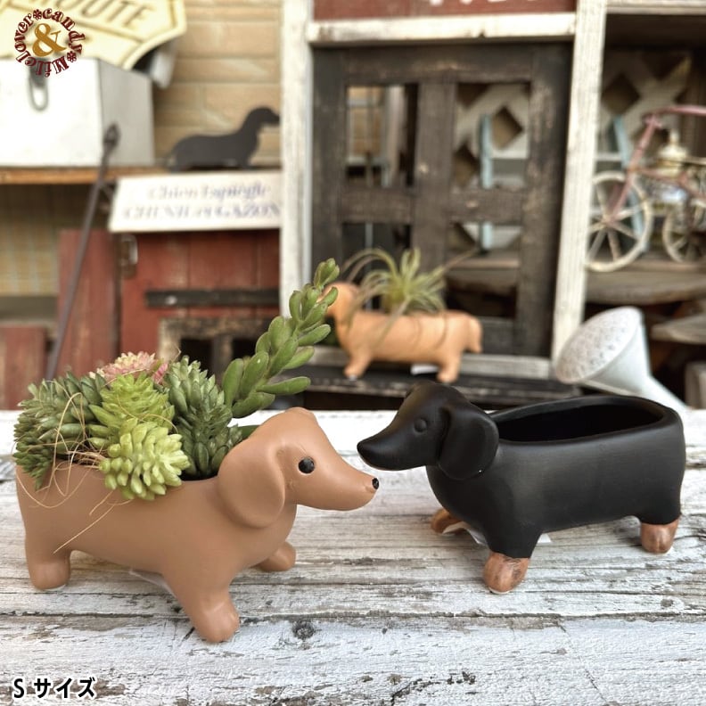 ちいさなダックスのテラコッタポット｜ S・Mサイズ | 雑貨zakka-candy