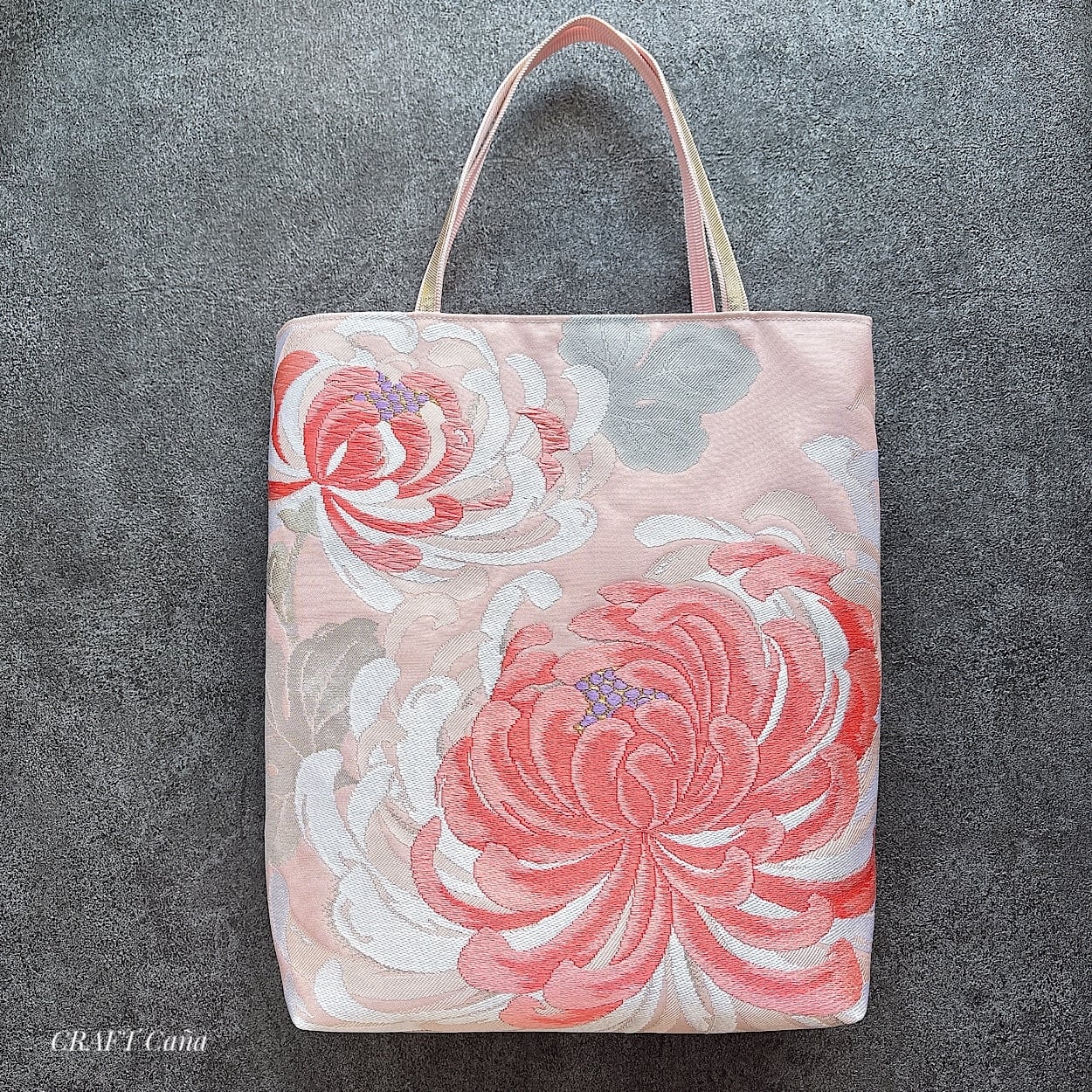 着物リメイク 帯トートバッグ 乱菊ピンク｜和モダンな大人のバッグ