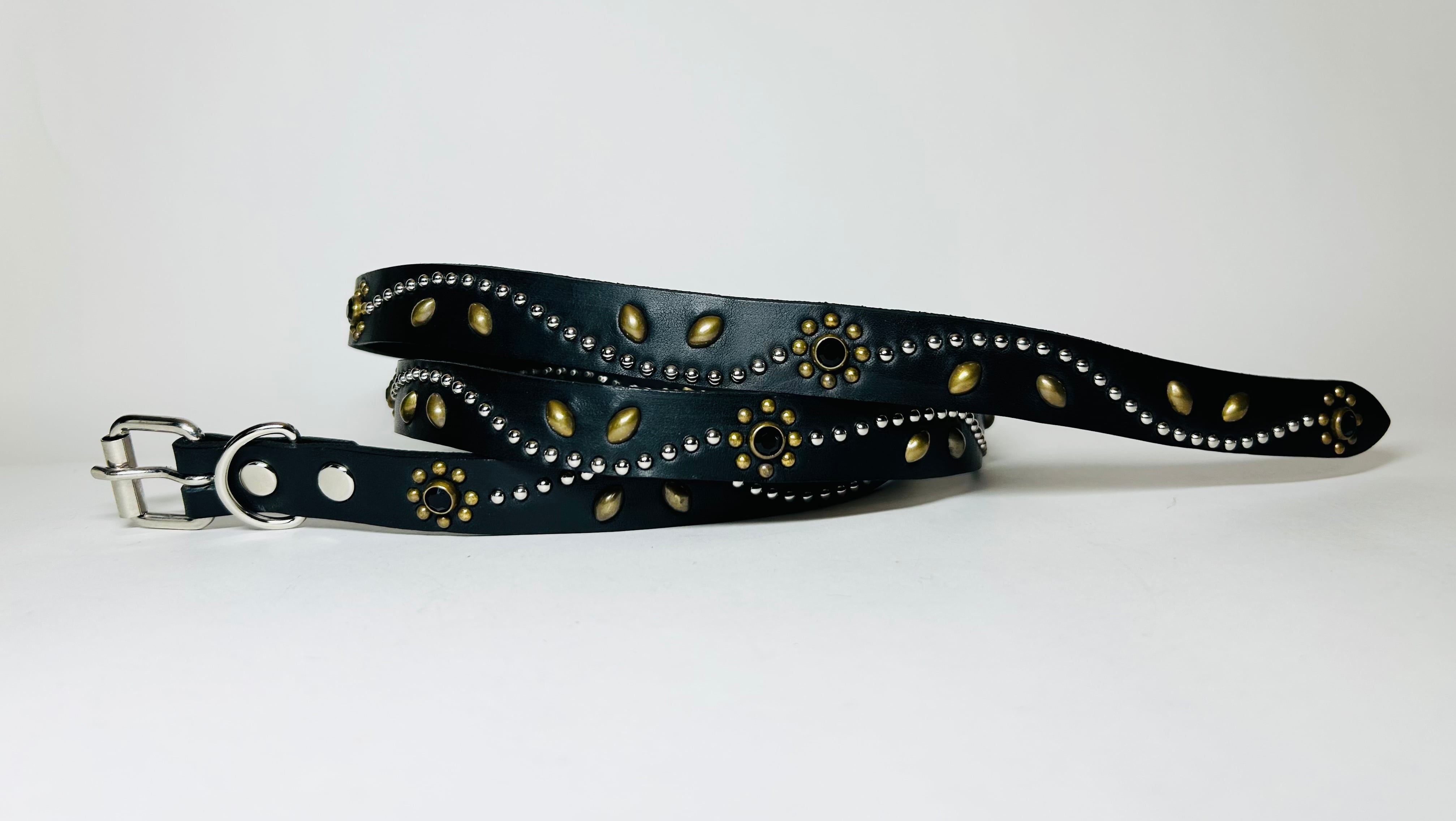 オーダー品 スタッズナローロングベルト シルバーS字 2連 ミッスーリ